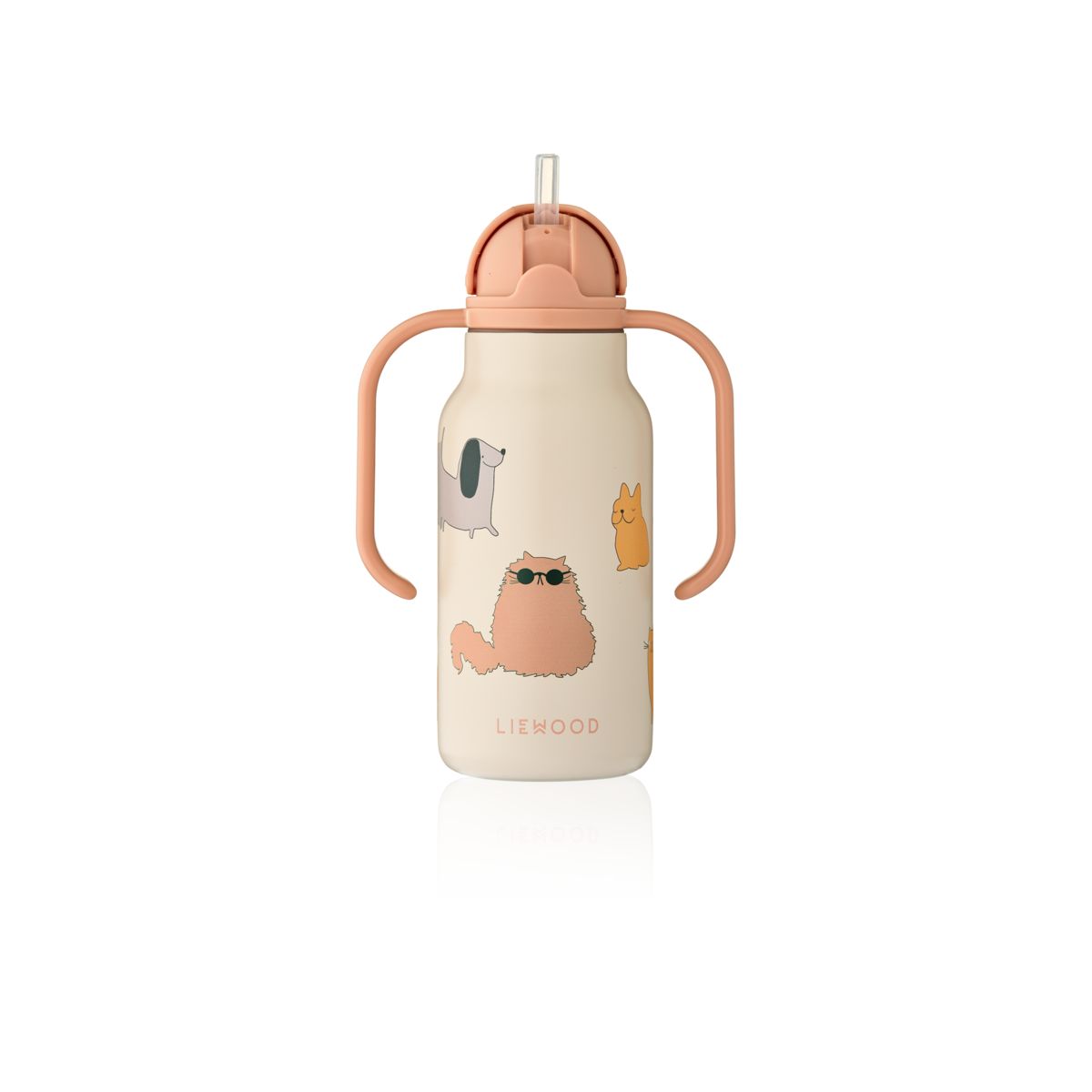 LIEWOOD KIMMIE vandflaske i stål 250 ml - Cats and Dogs / Sandy - Vandflaske