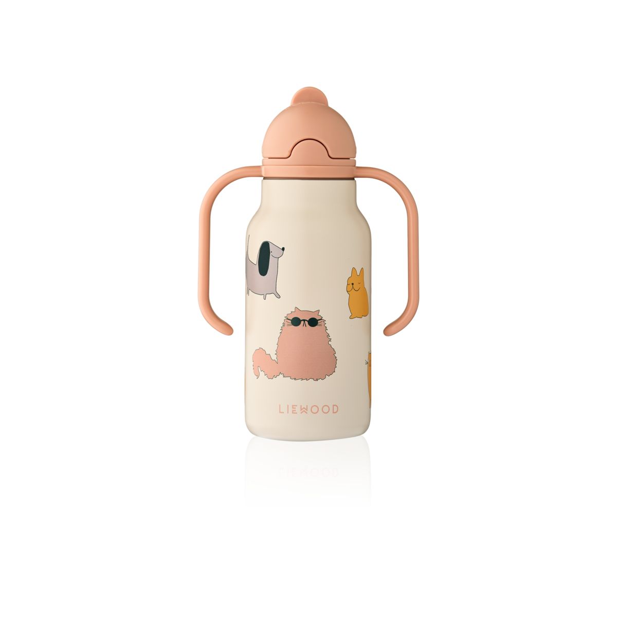 LIEWOOD KIMMIE vandflaske i stål 250 ml - Cats and Dogs / Sandy - Vandflaske