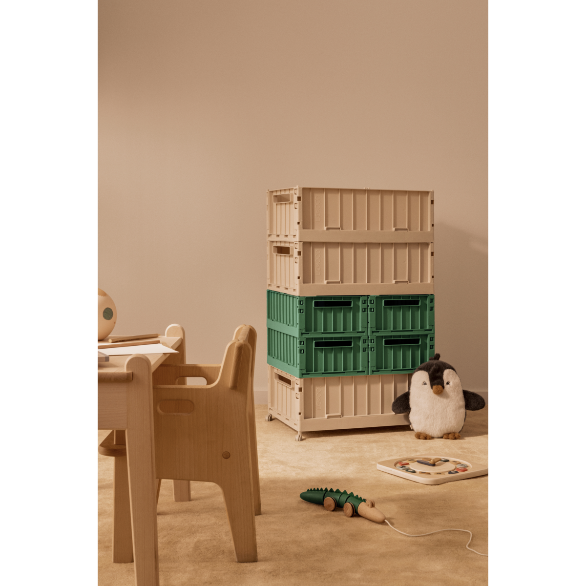 LIEWOOD Weston mellem opbevaringskasse 2-pak - Dusty ivy - Opbevaringskasser
