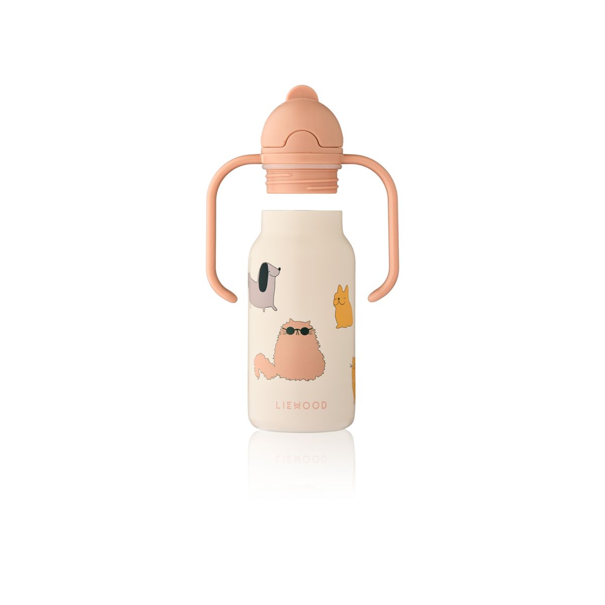 LIEWOOD KIMMIE vandflaske i stål 250 ml - Cats and Dogs / Sandy - Vandflaske
