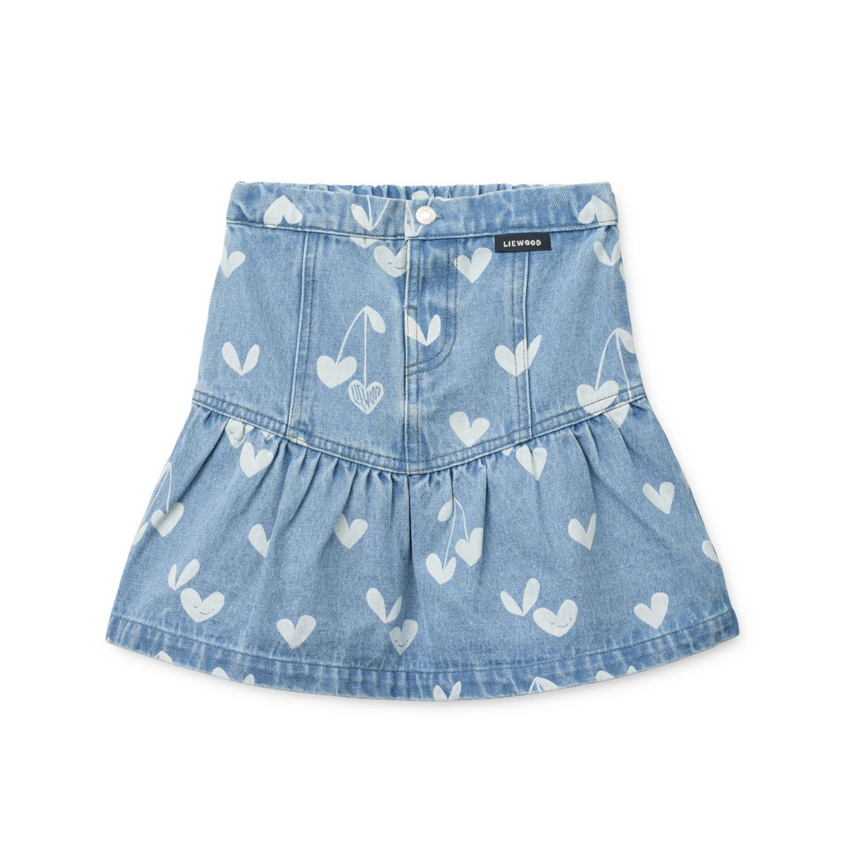 LIEWOOD Dayla denimnederdel med print - Sweethearts / light blue denim - Nederdele