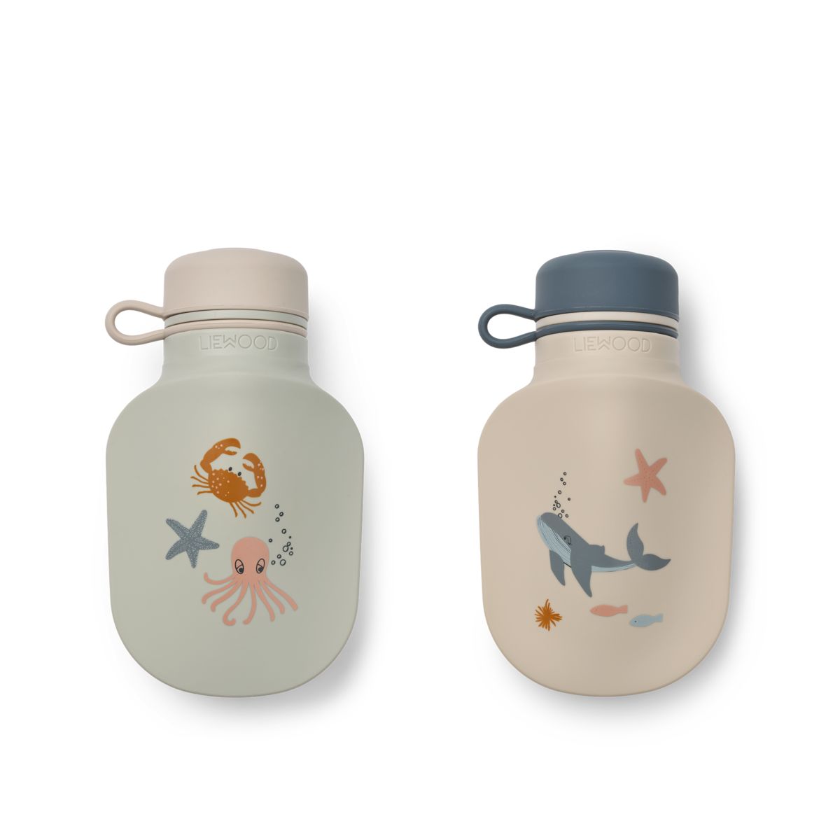 LIEWOOD Lizzie Smoothiepose 2-pak - Sea creature / Sandy - Smoothie flaske
