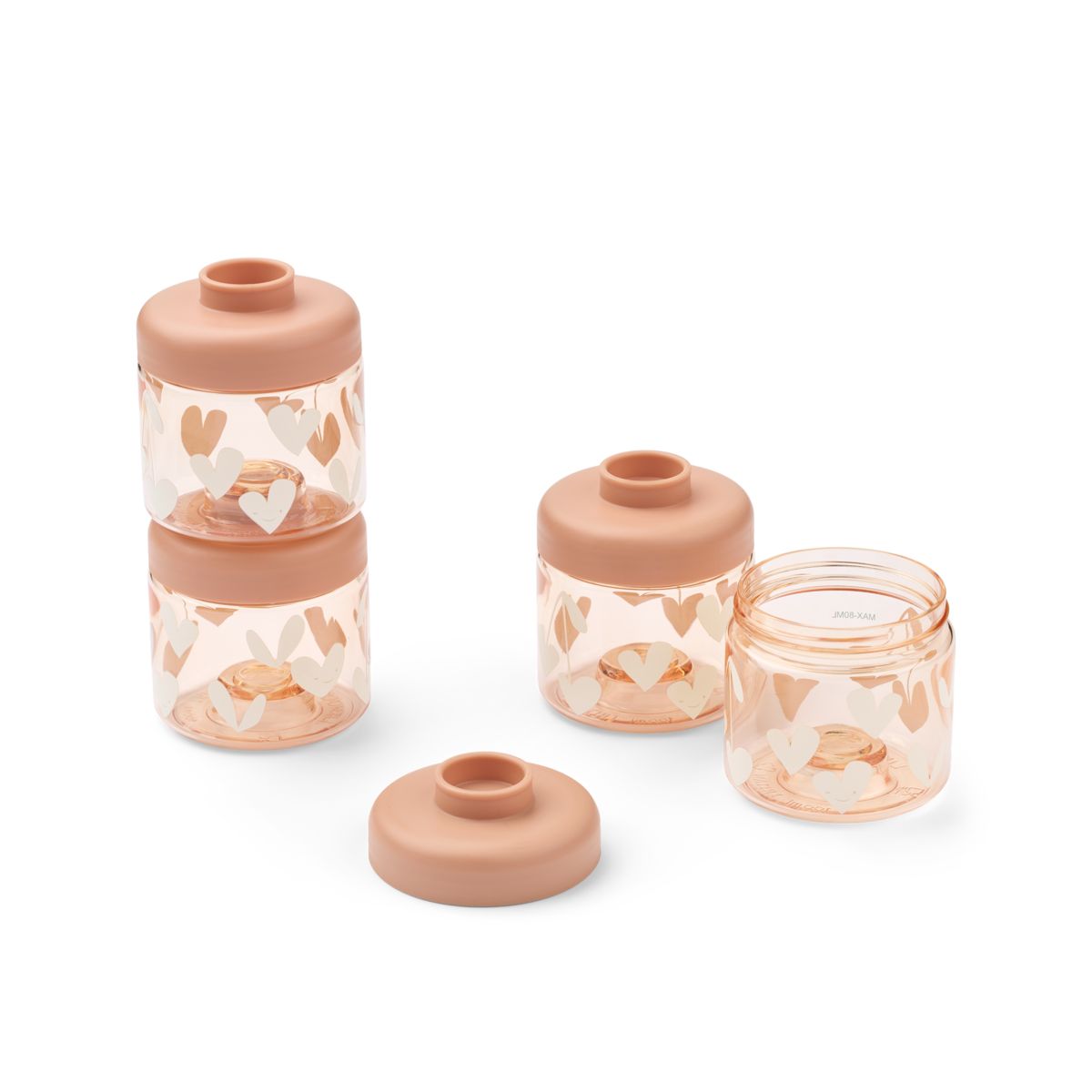 LIEWOOD DOMINIQUE boks til babymad 4-pak - Sweethearts / Pale tuscany - Snackboks