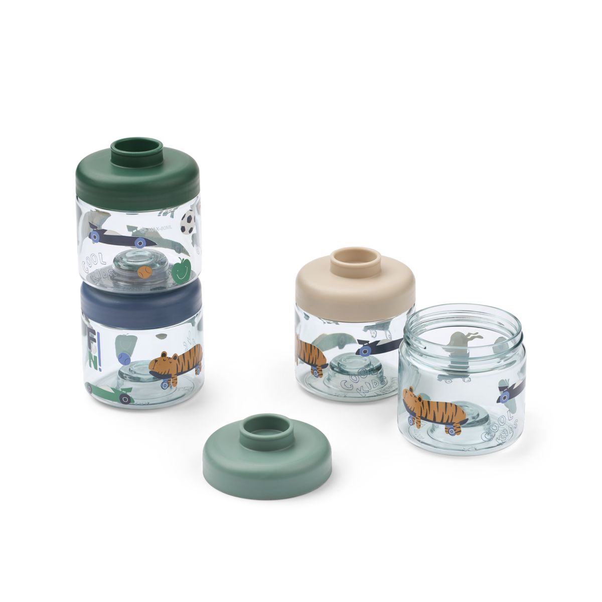LIEWOOD DOMINIQUE boks til babymad 4-pak - Fun / Beach blue - Snackboks