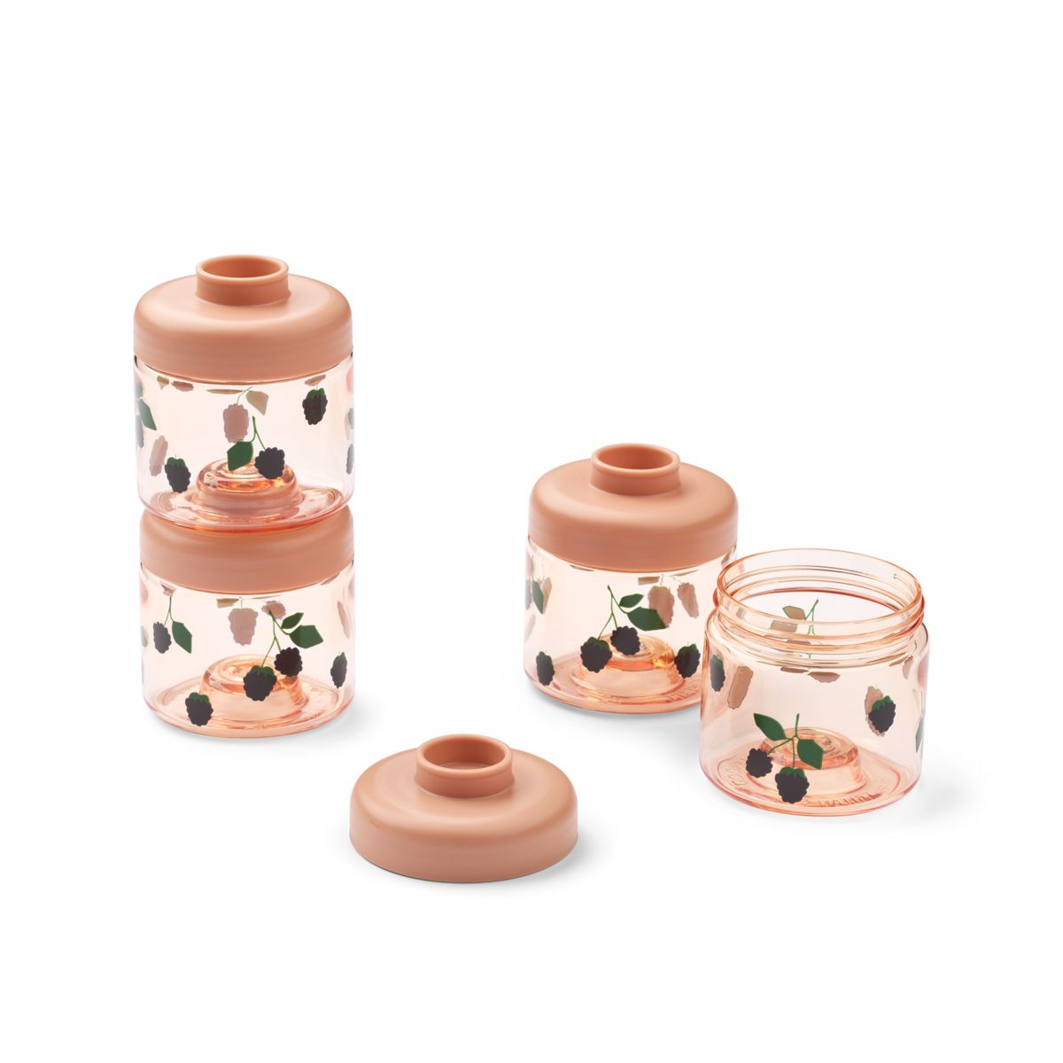 LIEWOOD DOMINIQUE boks til babymad 4-pak - Berry / Pale Tuscany - Snackboks