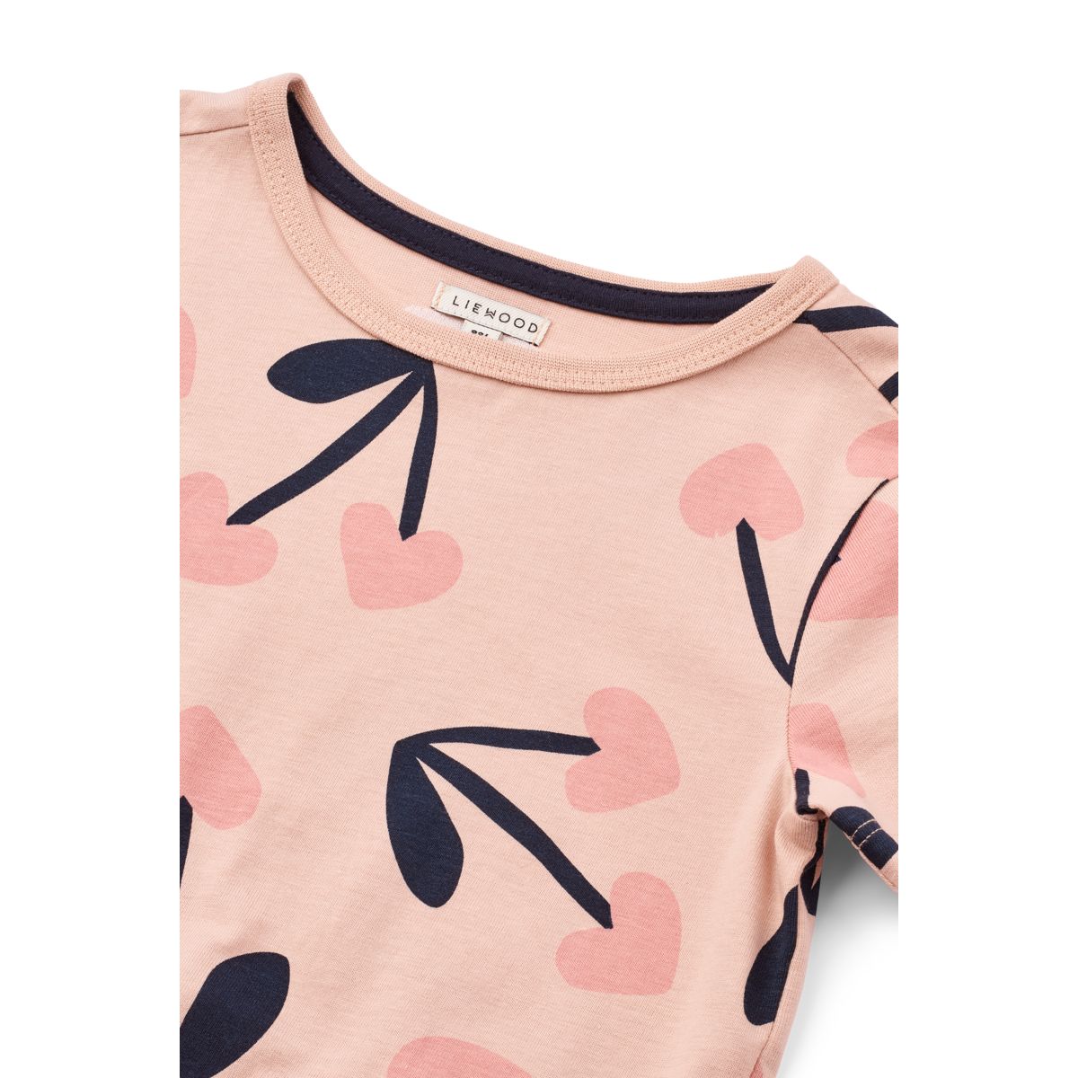 LIEWOOD KYA kortærmet peplum t-shirt - Mega Cherry heart / Rosey - T-shirt