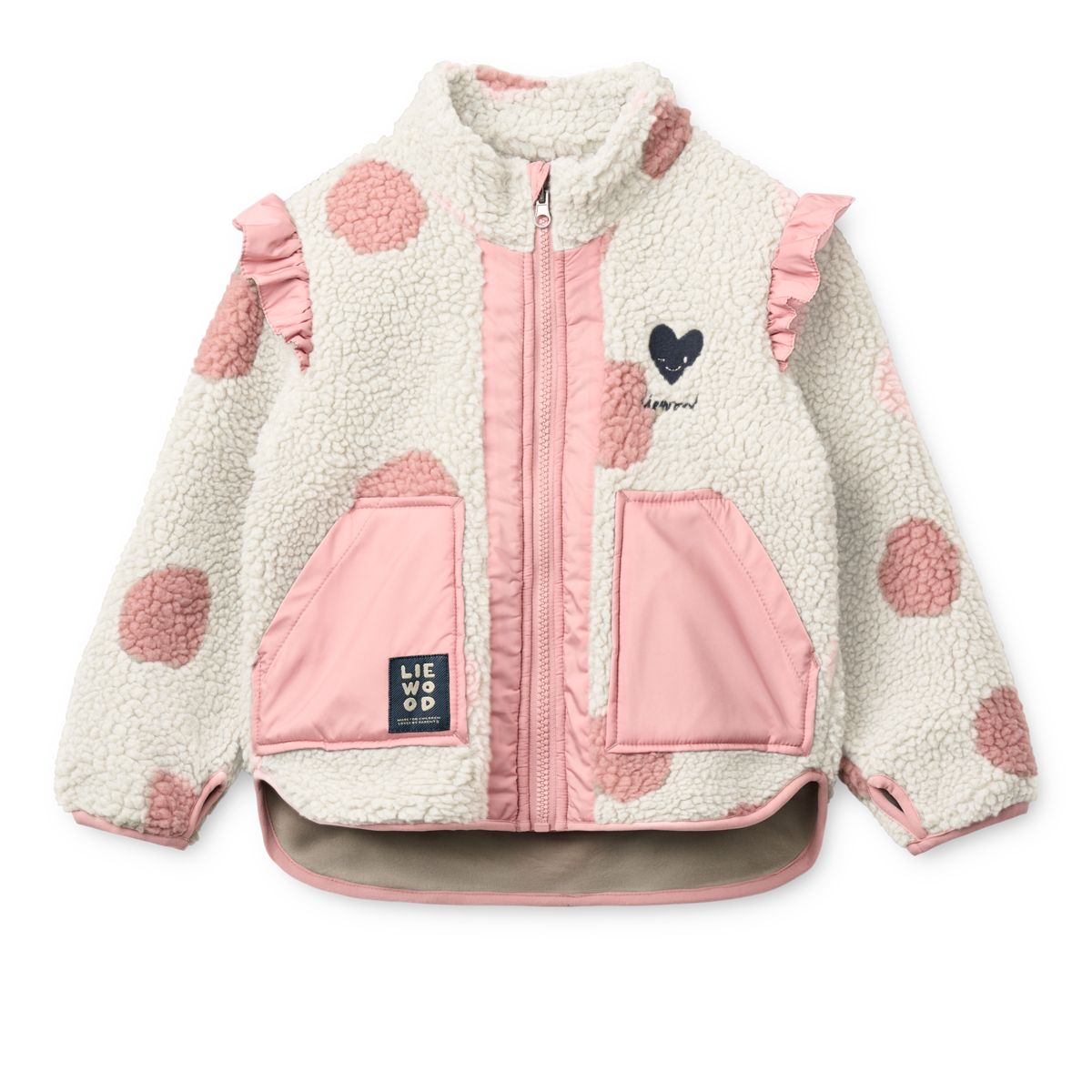 LIEWOOD NOAM fleecejakke med flæser - Spot dot Sandy / Rose blush mix - Jakker