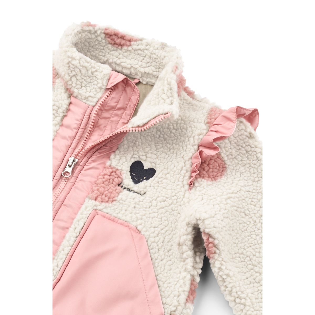 LIEWOOD NOAM fleecejakke med flæser - Spot dot Sandy / Rose blush mix - Jakker