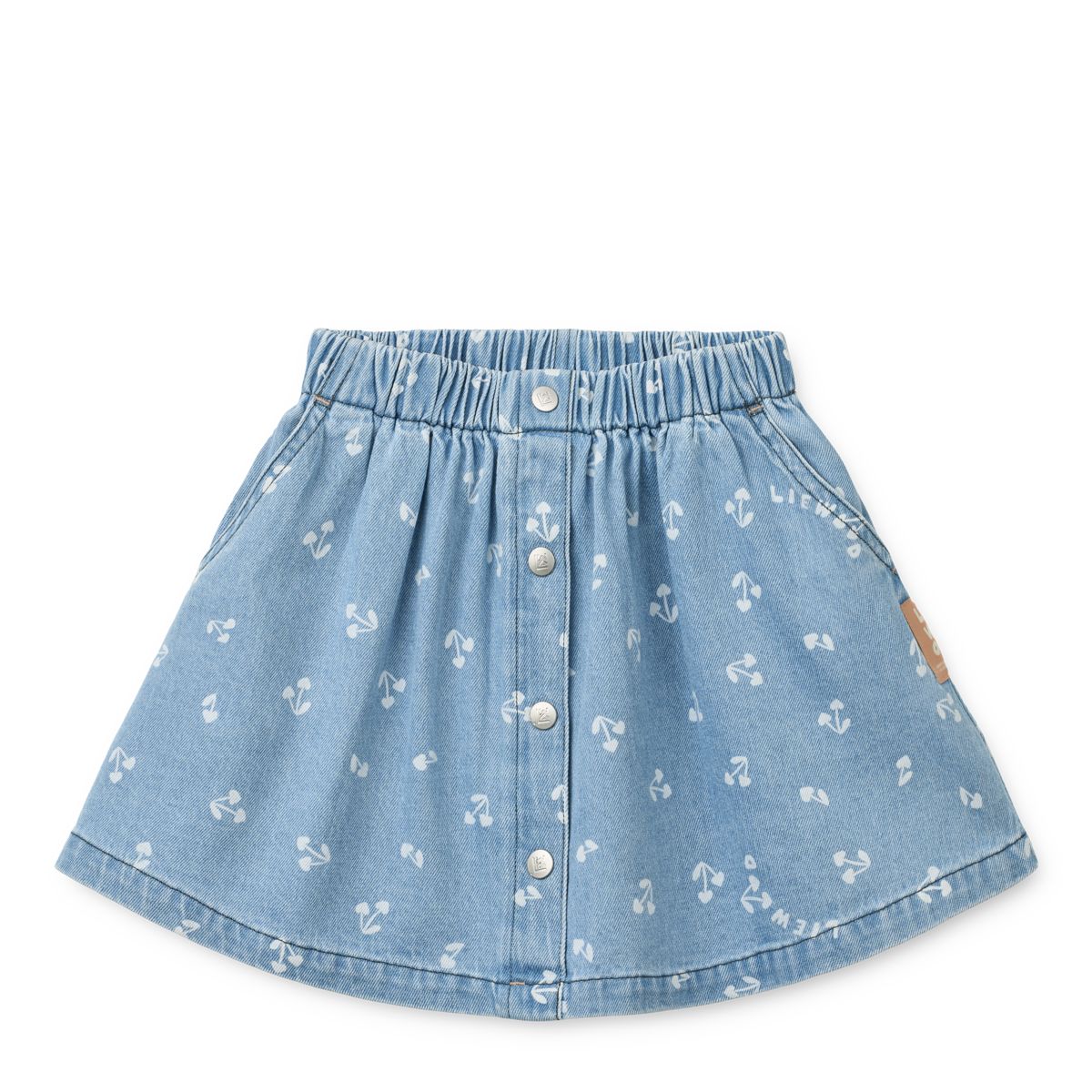 LIEWOOD RIO lys denimnederdel med print - Cherry heart sandy / Denim - Nederdele