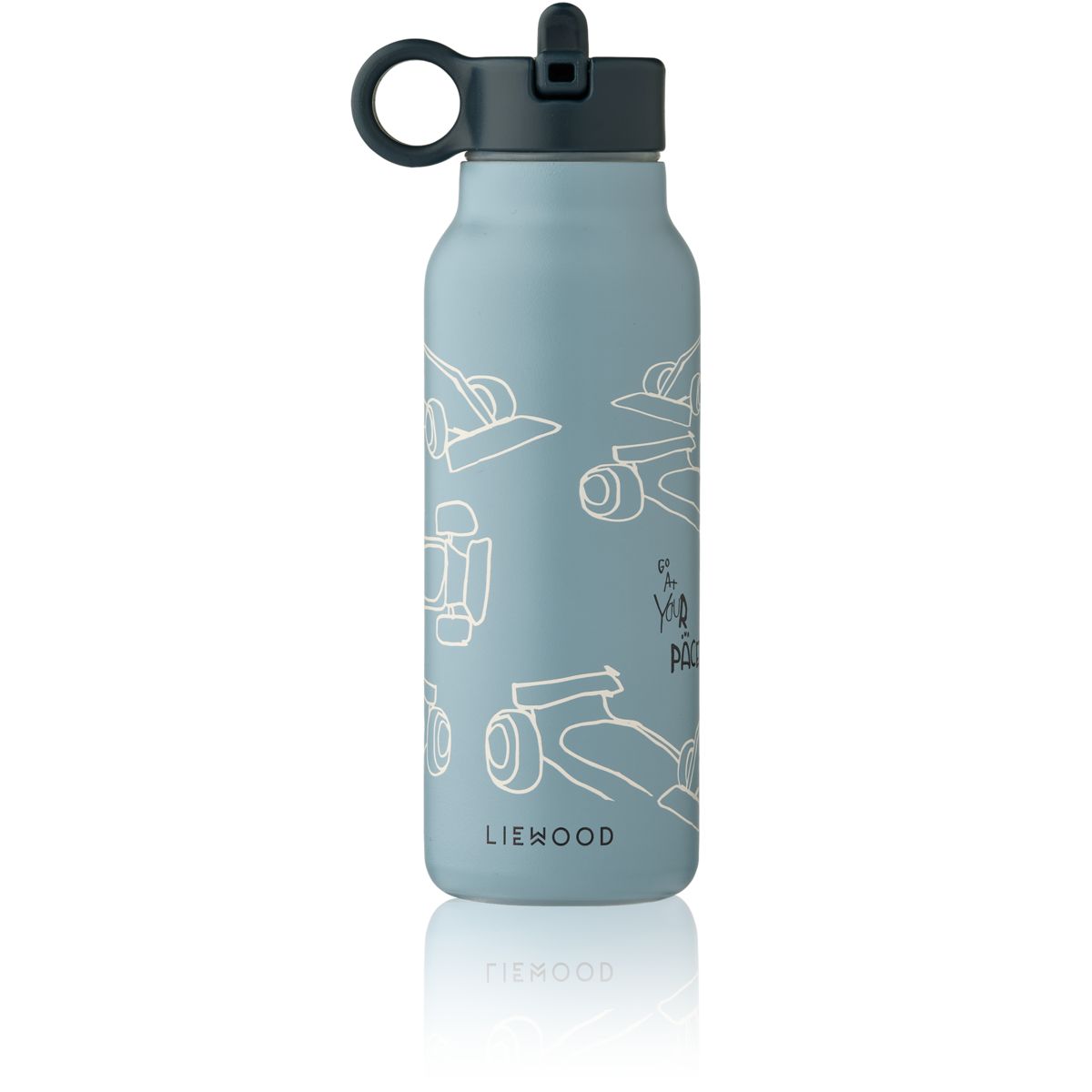 LIEWOOD Falk Vandflaske 350 Ml - Race cars / Beach blue - Vandflaske