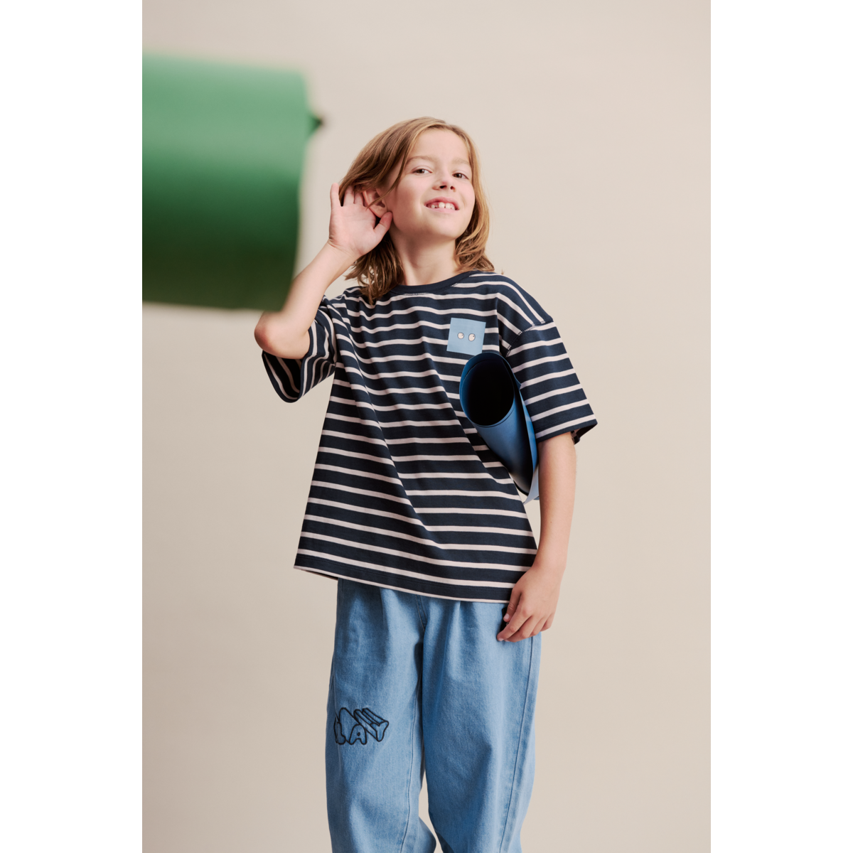 LIEWOOD TYLER Stribet Kortærmet T-shirt - Y/D stripe classic navy sandy - T-shirt