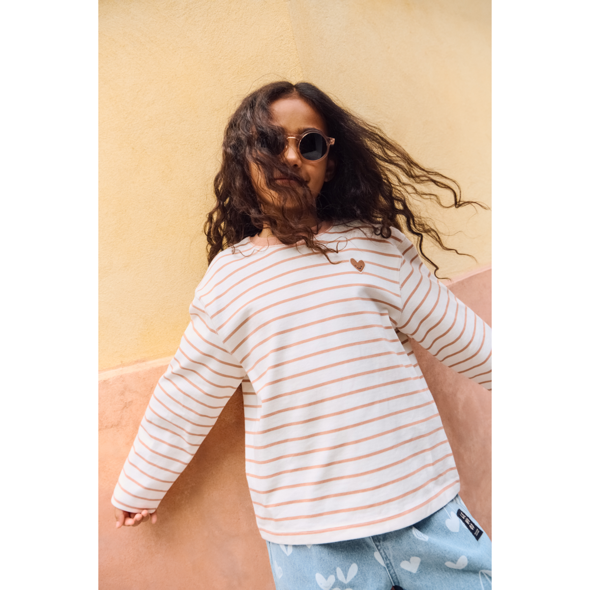 LIEWOOD TYLER Stribet Langærmet T-shirt - Heart Tuscany rose / Creme de la creme - T-shirt