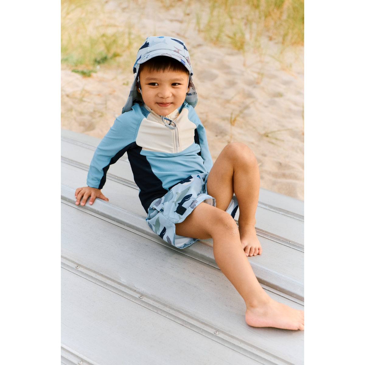 LIEWOOD OLUF badebluse - Beach blue mix - Svømmetrøje