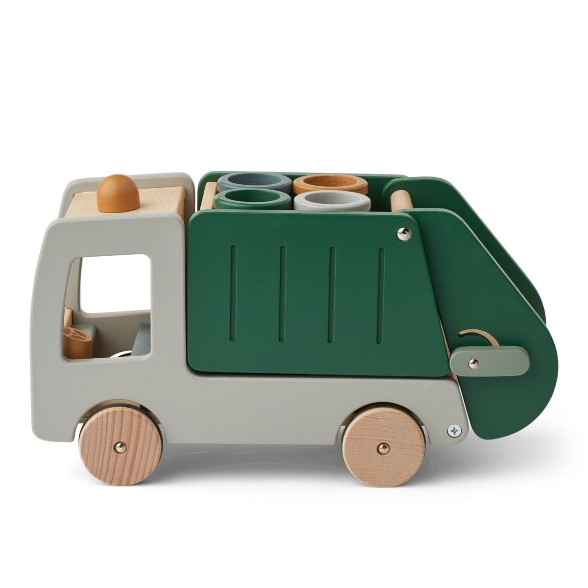 LIEWOOD Irina Skraldebil Med Affaldssortering - Garden green multi mix - FORUDSÆT SPIL
