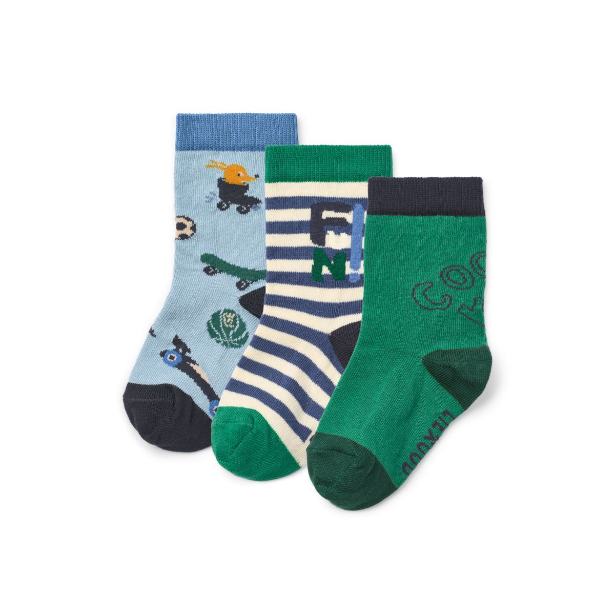 LIEWOOD Silas Strømper 3-Pak - Fun / Beach blue mix - Sokker/Strømpebukser