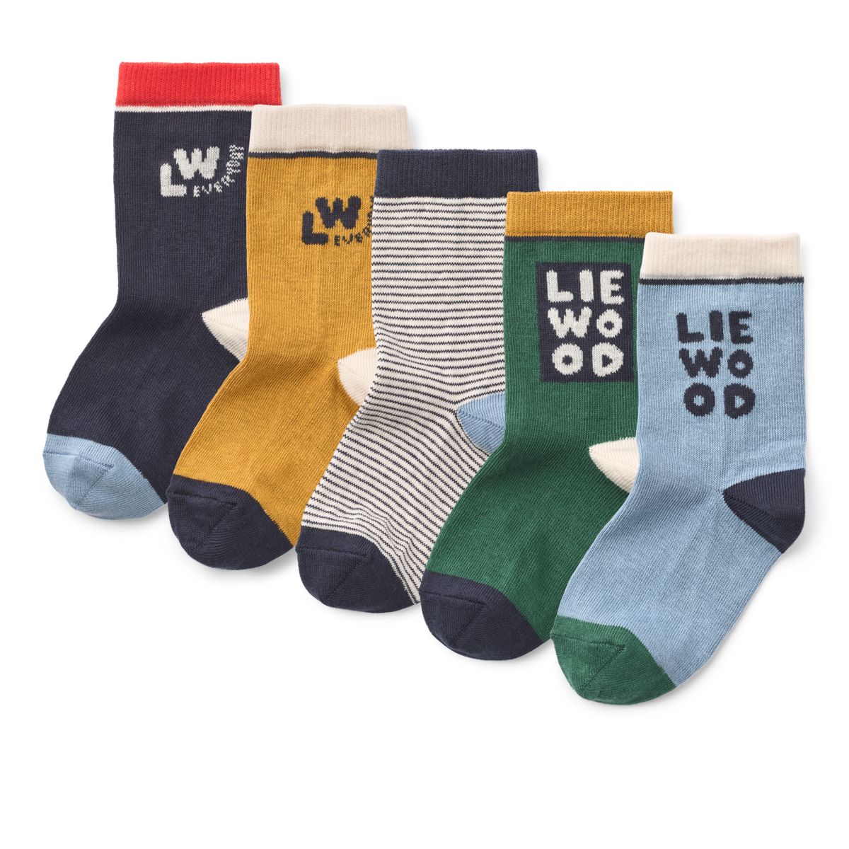LIEWOOD SILAS strømper 5-pak - Beach blue mix - Sokker/Strømpebukser