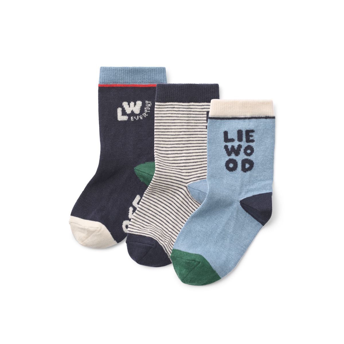 LIEWOOD Silas Strømper 3-Pak - Beach blue / Classic navy Stripe mix - Sokker/Strømpebukser