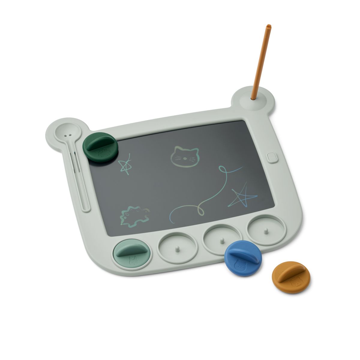 LIEWOOD VENZORA LCD Tegnetavle med stempler - Dove blue multi mix - Kreativt legetøj