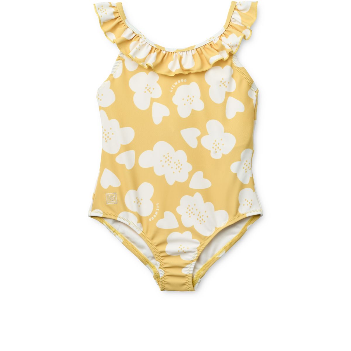 LIEWOOD Kallie Badedragt Med Print Og Flæse - Flower / Lemon yellow - Badedragt