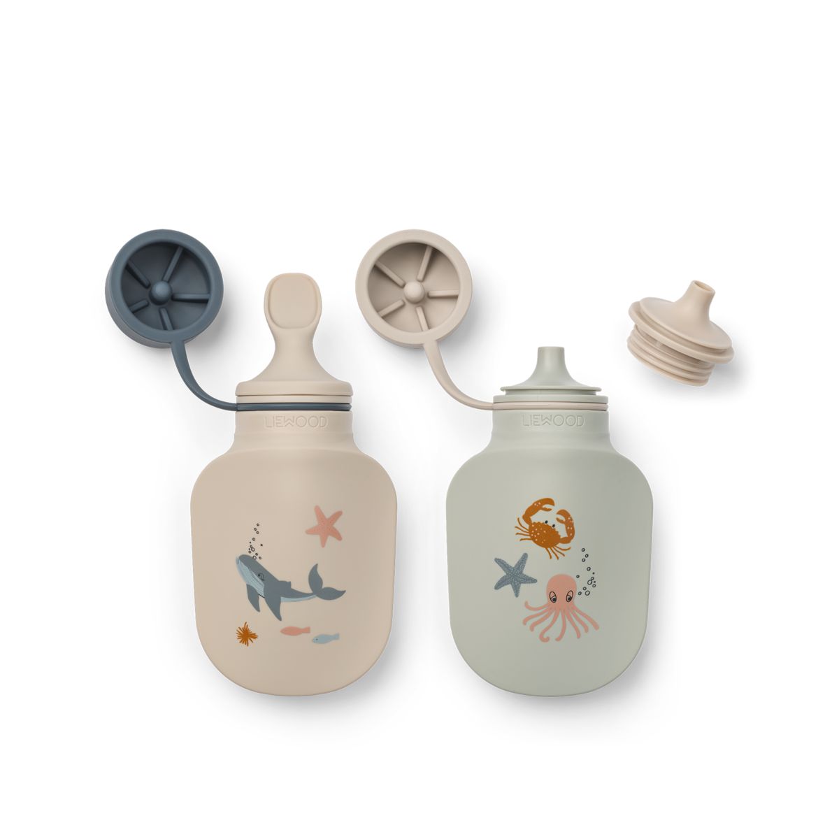 LIEWOOD Lizzie Smoothiepose 2-pak - Sea creature / Sandy - Smoothie flaske