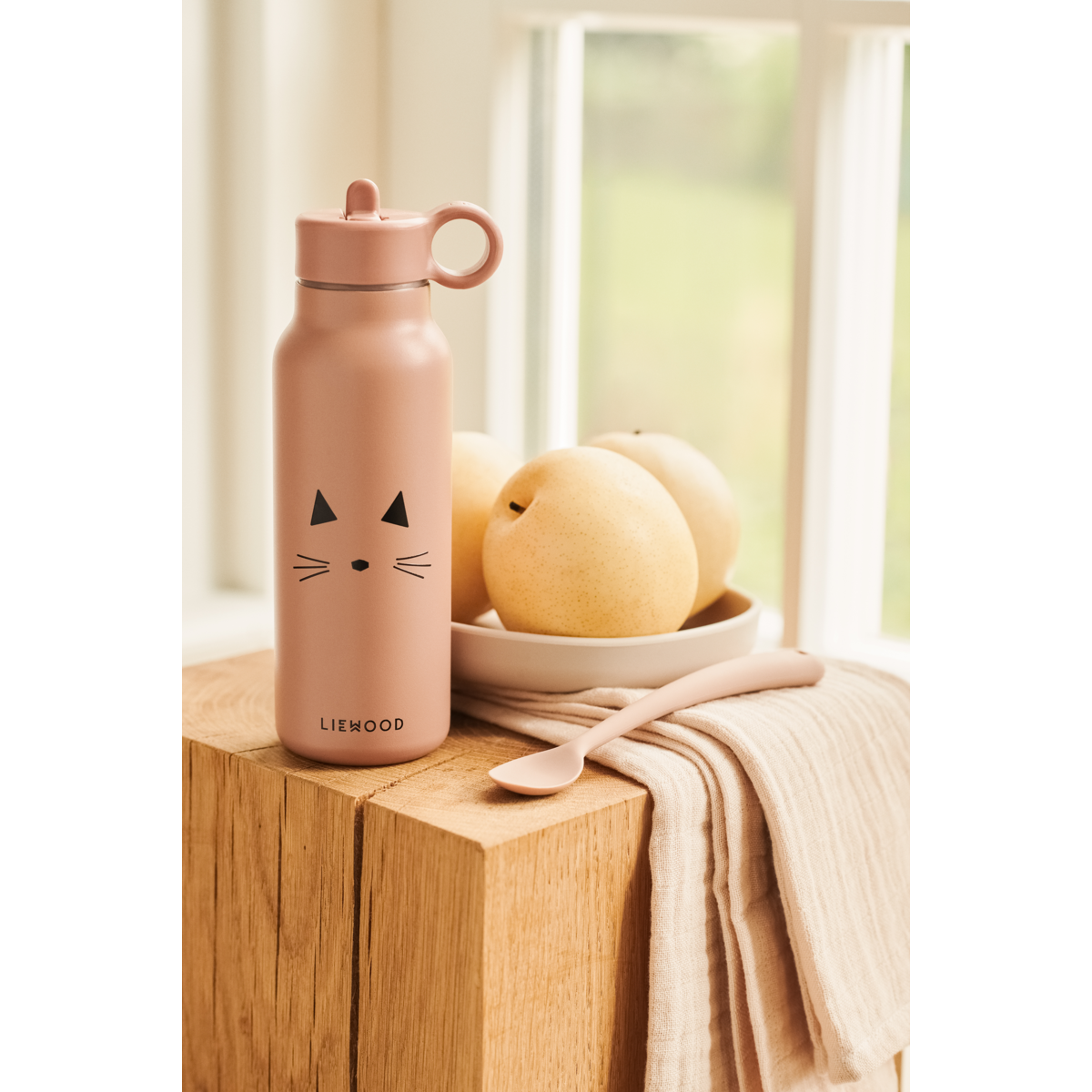 LIEWOOD Falk Vandflaske 350 Ml - Cat dark rose - Vandflaske