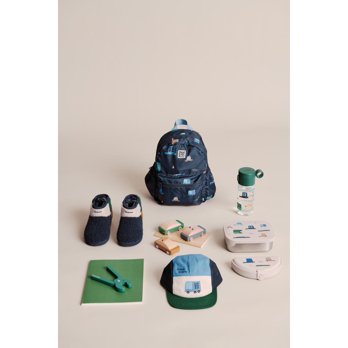 LIEWOOD Eugene Foldbar Snackboks - Cars / Sandy - Snackboks