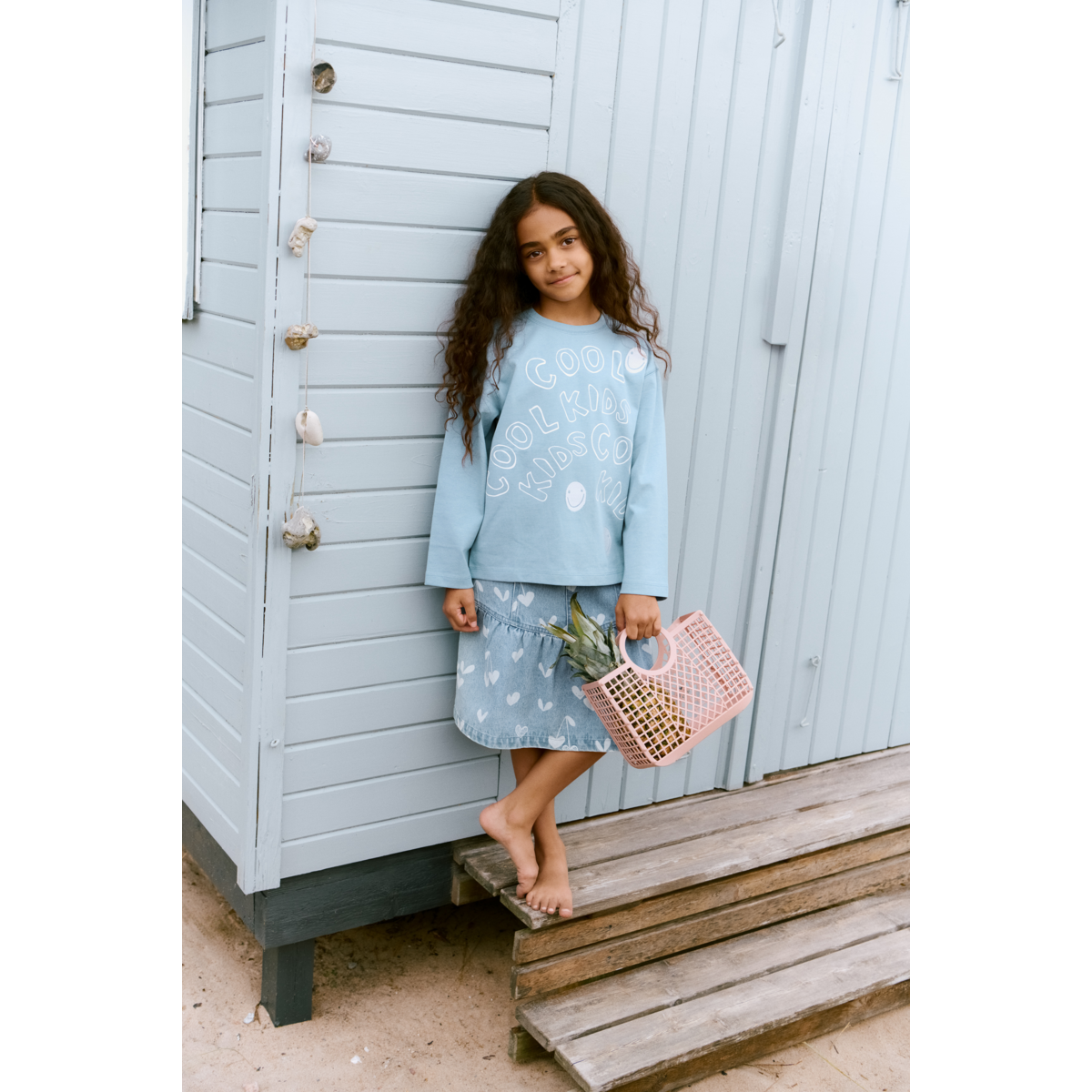 LIEWOOD Dayla denimnederdel med print - Sweethearts / light blue denim - Nederdele