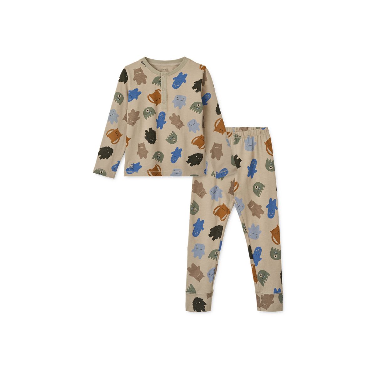 LIEWOOD Wilhelm Pyjamassæt Med Print - Monster / Mist - Pyjamassæt