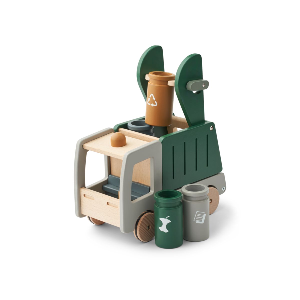 LIEWOOD Irina Skraldebil Med Affaldssortering - Garden green multi mix - FORUDSÆT SPIL