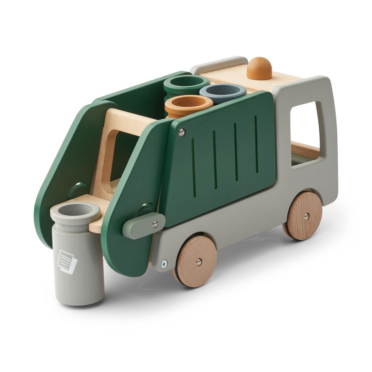 LIEWOOD Irina Skraldebil Med Affaldssortering - Garden green multi mix - FORUDSÆT SPIL