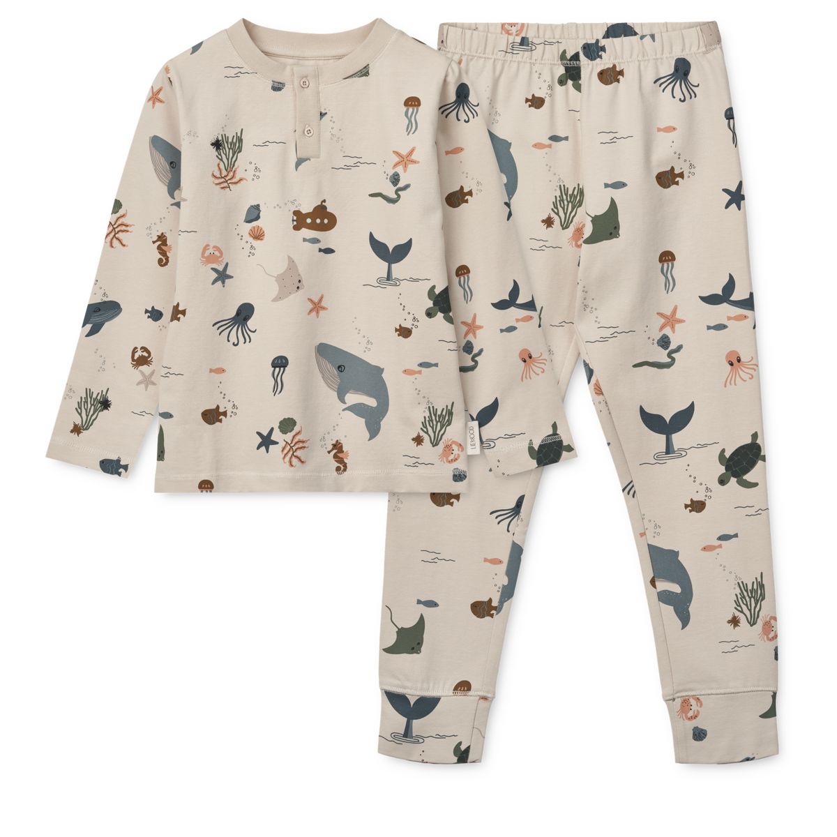LIEWOOD WILHELM Mønstret Pyjamas - Sea creature / Sandy - Pyjamassæt