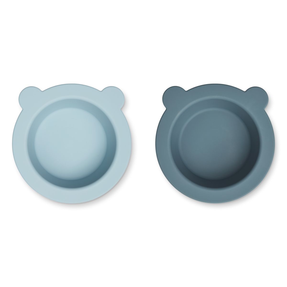 LIEWOOD Peony Skridsikker Skål 2 stk - Sea blue / Whale blue - Skål