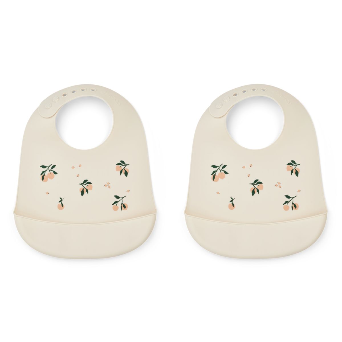 LIEWOOD Tilda Silikone hagesmæk 2-pak - Peach / Sea shell mix - Hagesmæk